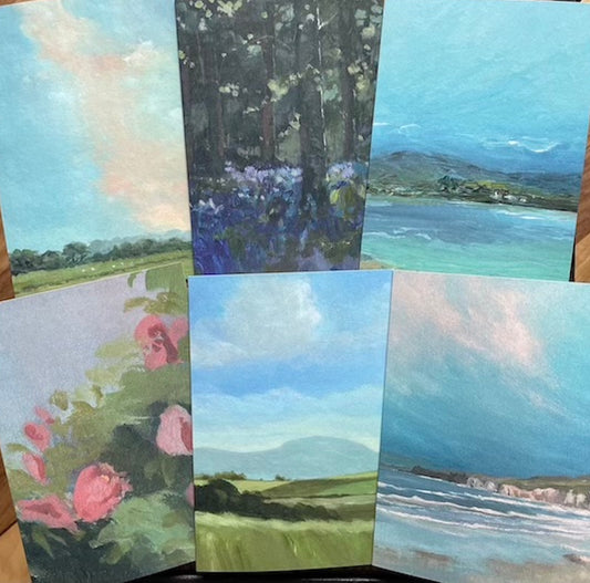 Irish art cards | Irish landscape painting | Slemish | Bluebells | Ballygally | Whiterocks | Polly Gribben | Fine art greetings cards