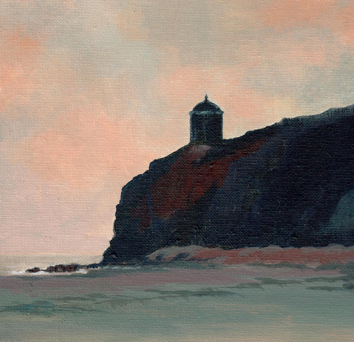 Irish art print | Irish landscape painting | Dusk at Mussenden | Downhill | Mussenden temple | Polly Gribben