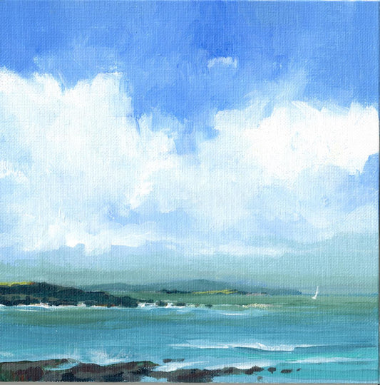 Irish seascape painting | The Skerries from Portballintrae | Polly Gribben