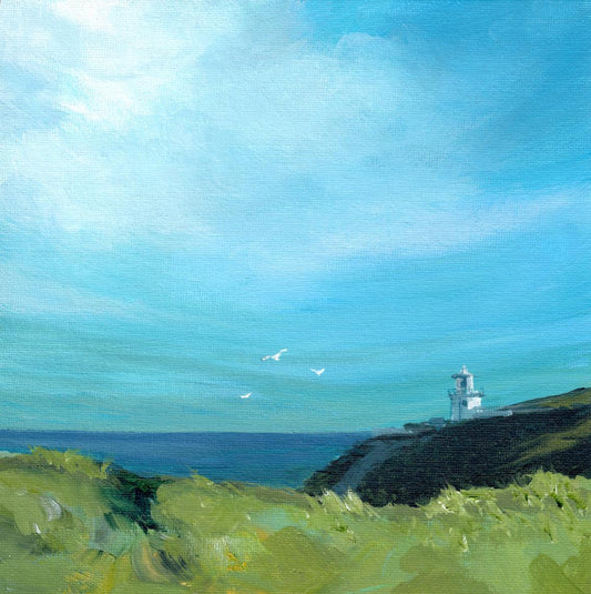Irish landscape painting | Irish landscape print | Polly Gribben | Blackhead lighthouse | Blackhead coastal path | Irish landscape print | Blackhead lighthouse | Irish landscape print