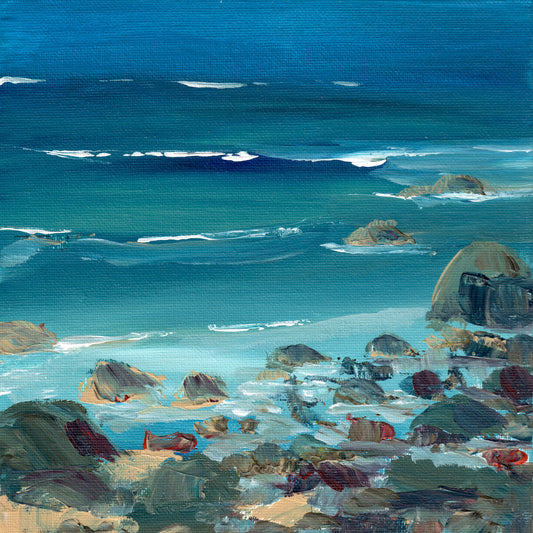 Irish landscape painting | Northern Ireland seascape | Rocky shoreline | Polly Gribben | Irish landscape print