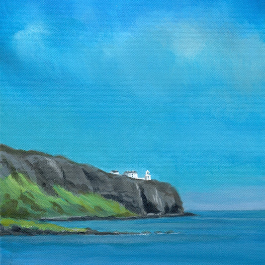 Irish seascape painting | Blackhead lighthouse | Blackhead coastal path | Polly Gribben