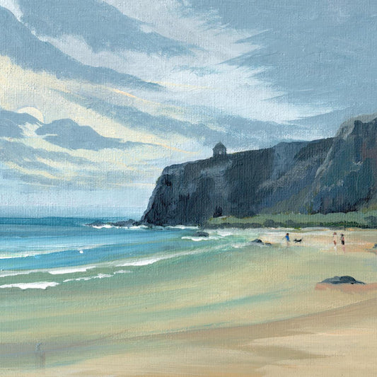 Irish seascape painting | Mussenden temple | Paddling at Downhill | Polly Gribben